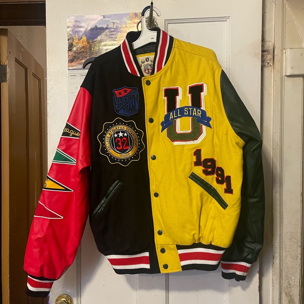 Smoke Rise Unisex color block varsity jacket
